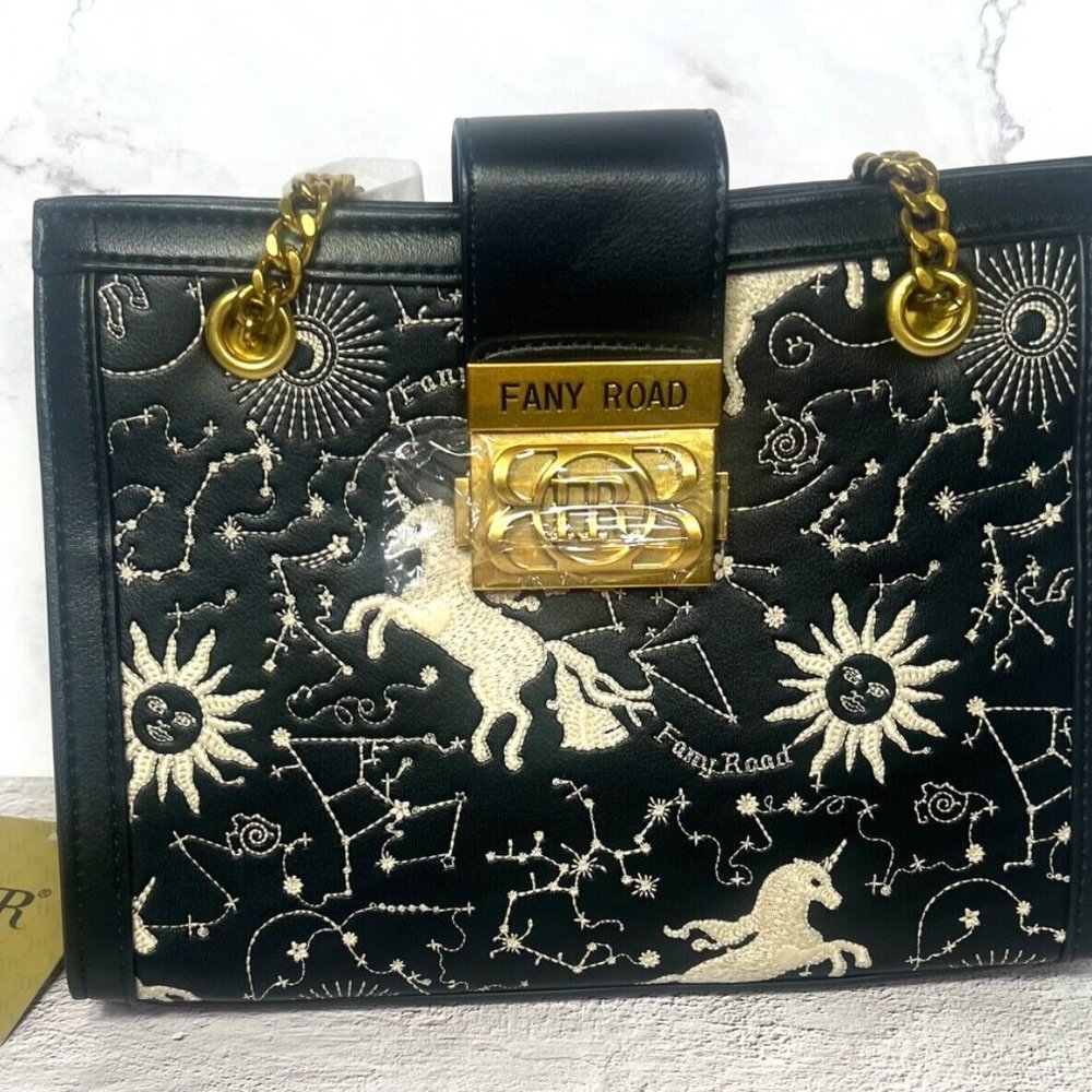 Fany Road Galaxy Print Leather Handbag